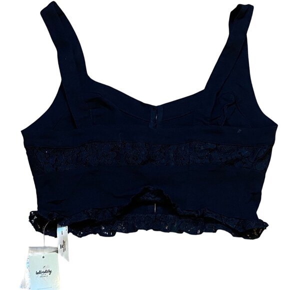 Free People Intimates Black Lace Button-Up Womens Crop Top‎ M NWT - Picture 2 of 9